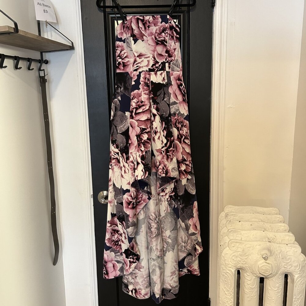 Speechless Strapless Dress Purple & Pink Floral